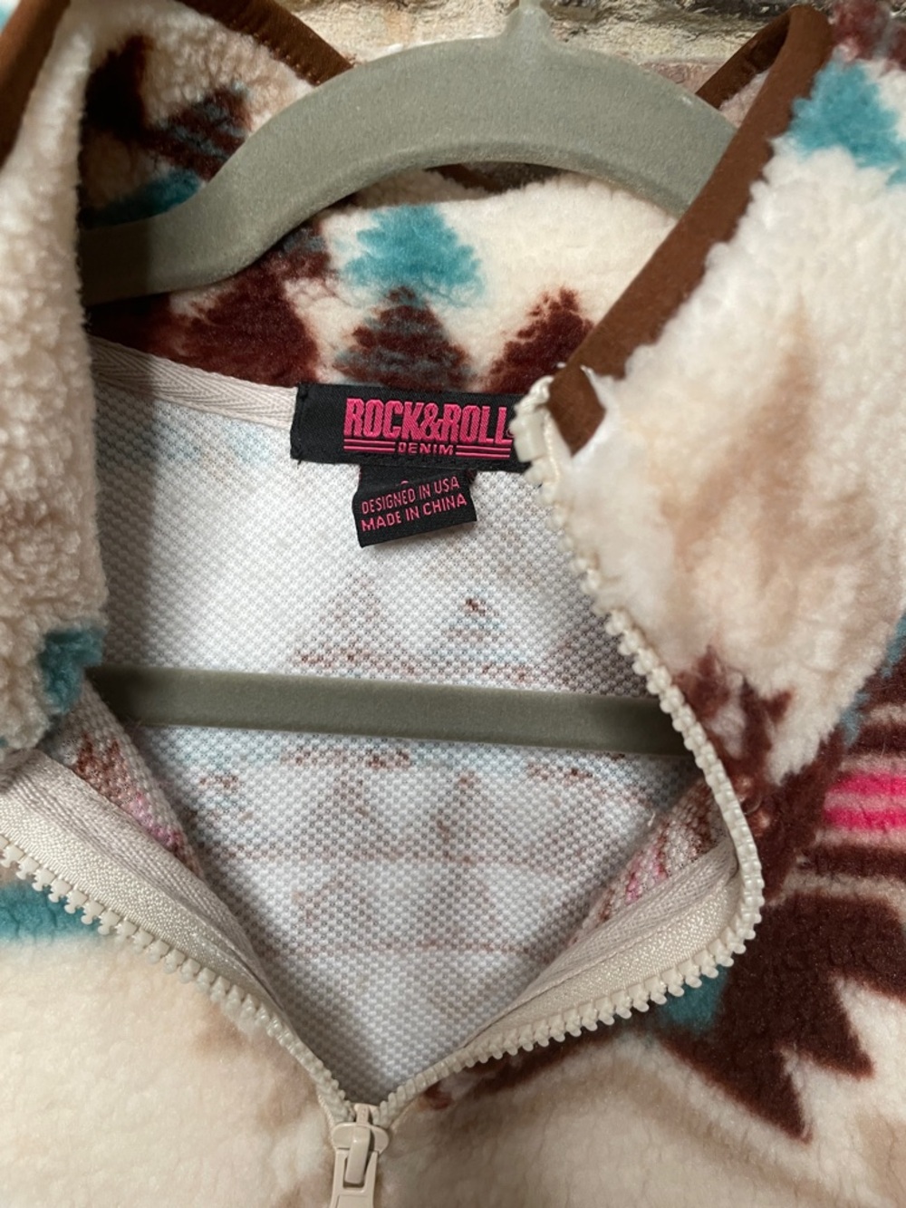 Rock And Roll Denim AZTEC SHERPA PULLOVER NWT size M - Picture 10 of 11